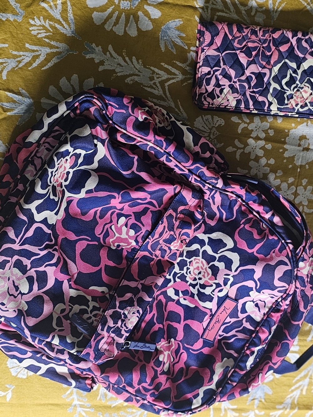 Vera Bradley Floral Backpack in Navy & Pink